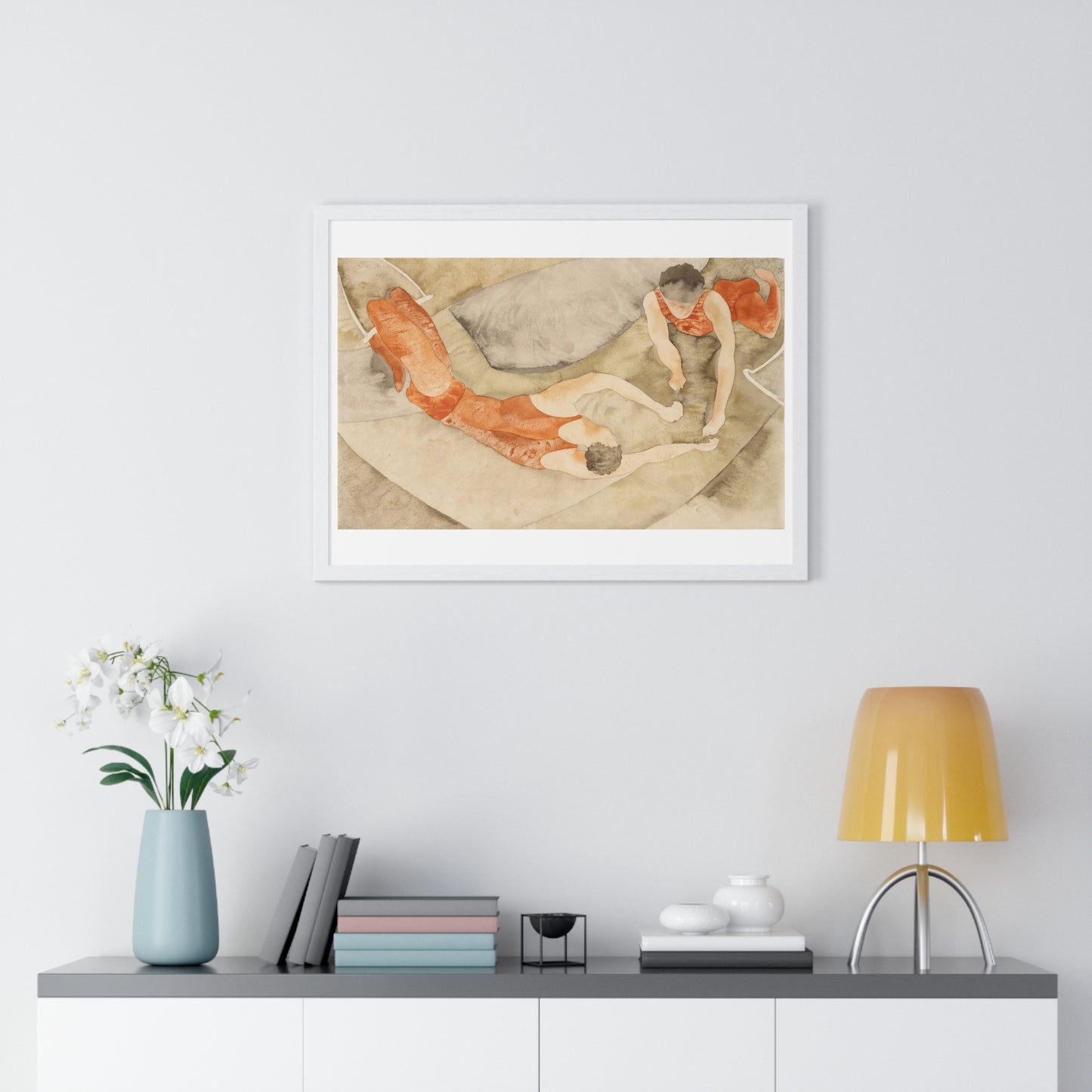 Two Trapeze Performers in Red by Charles Demuth (circa 1917) from the Original, Framed Art Print