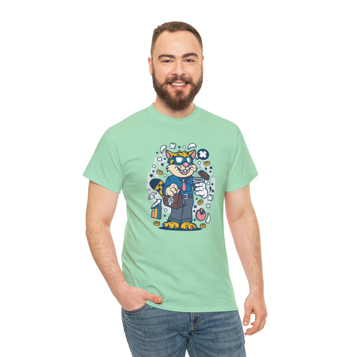 Leopard Businessman Cartoon T-Shirt