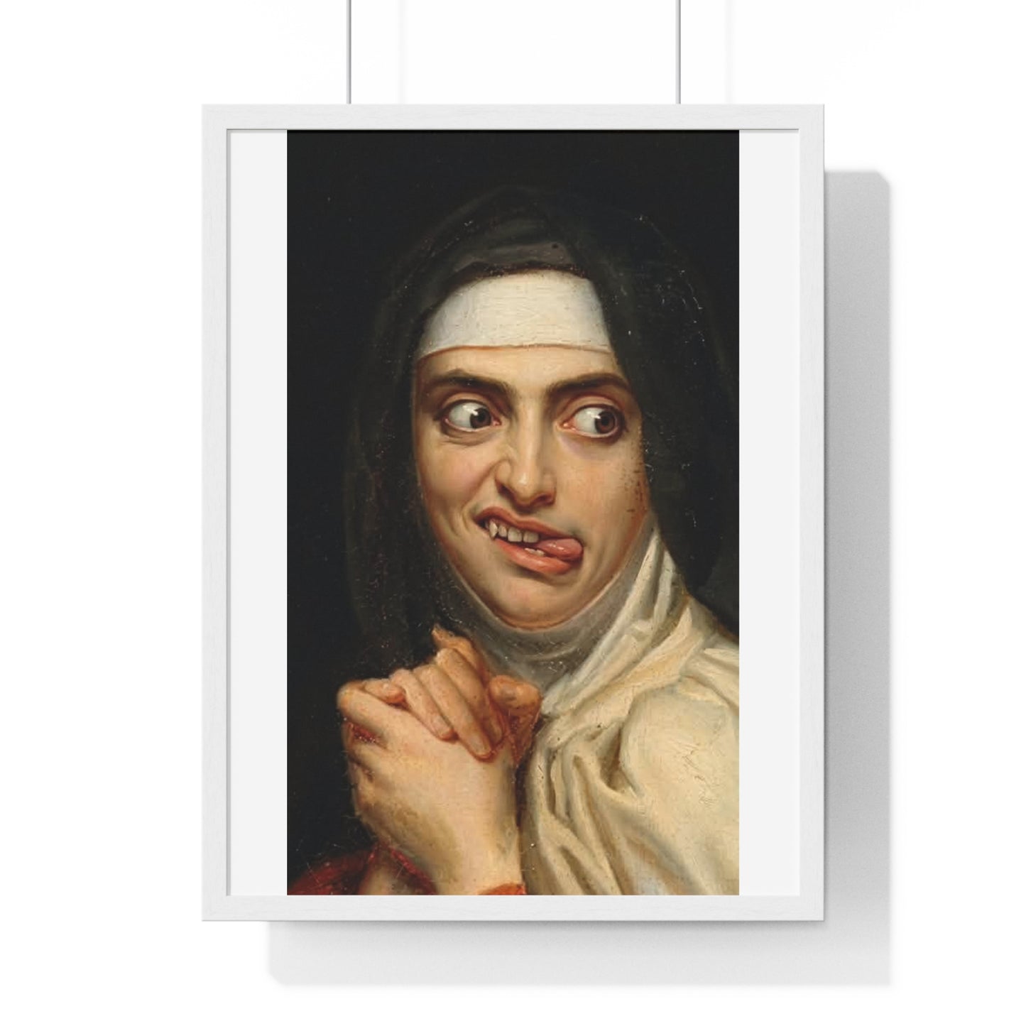 Crazy Nun, Surrealist Art, Large Decor Framed Print