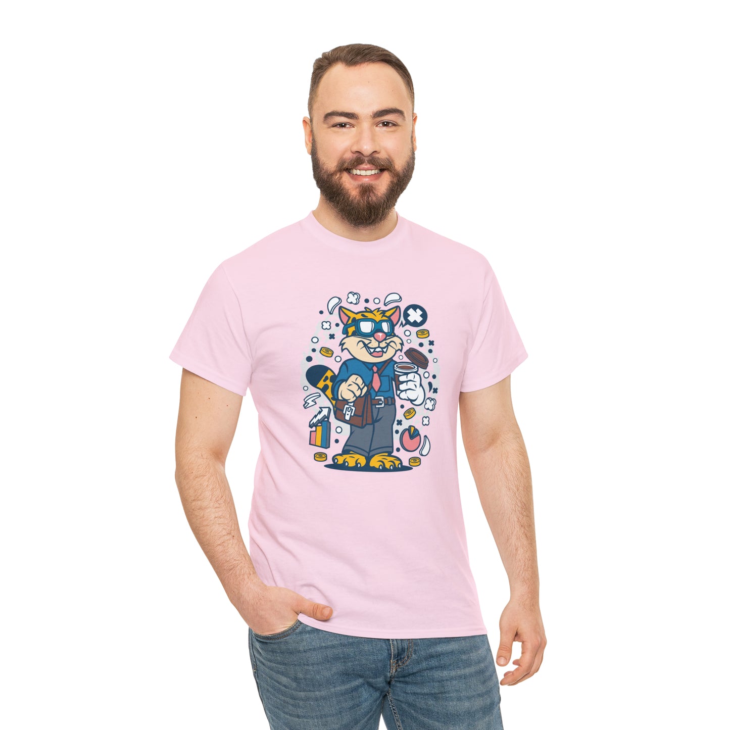 Leopard Businessman Cartoon T-Shirt