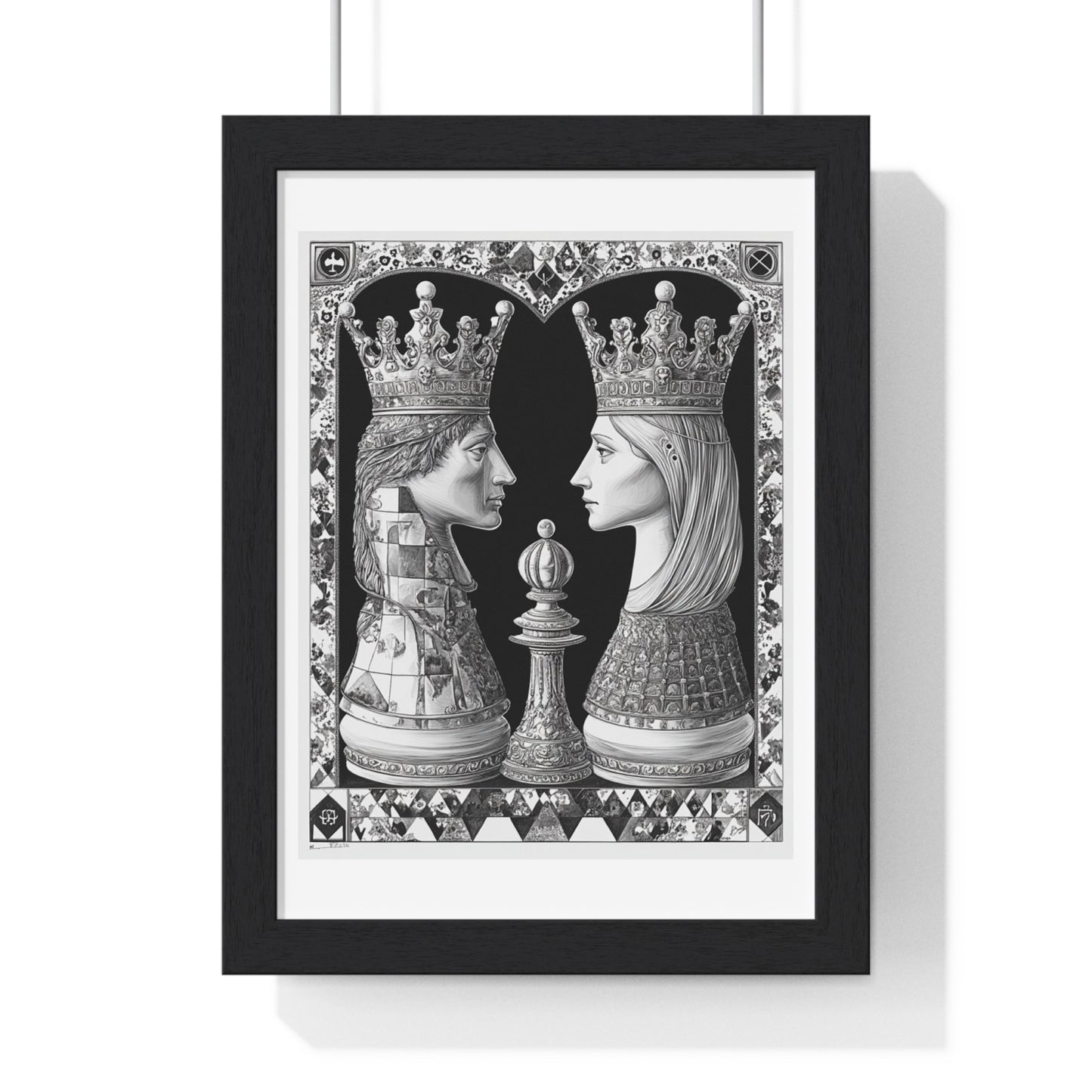 Even the King and the Queen Go Back in the Box, Abstract Art 'Designed by AI' Framed Print