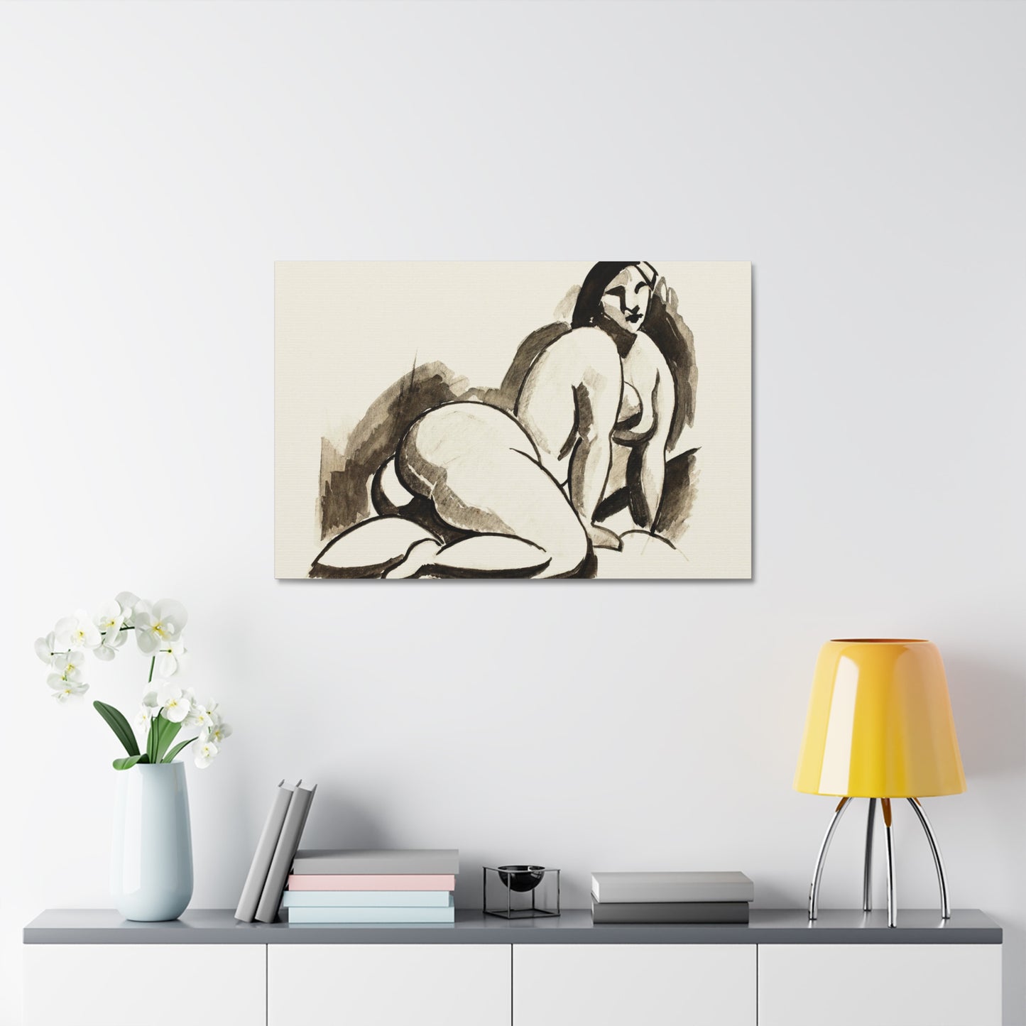 Female Nude by Carl Newman Art Print on Satin Canvas, Stretched