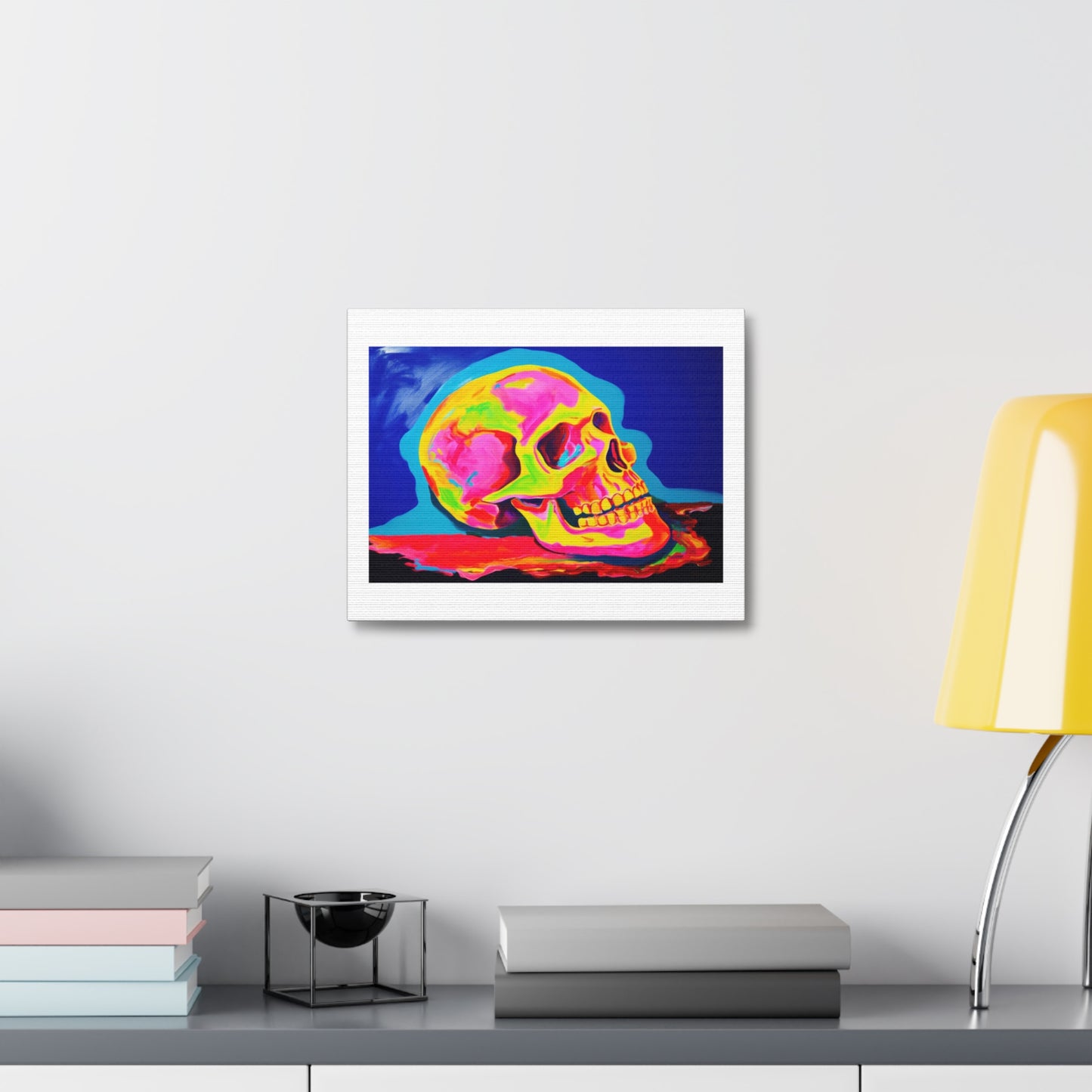 Skull Painting Remix, Art Print 'Designed by AI' on Satin Canvas