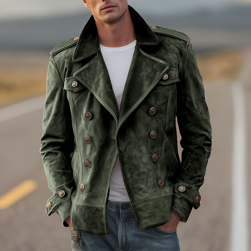 Vireous Men's Double-Breasted Casual Jacket, Multicolours