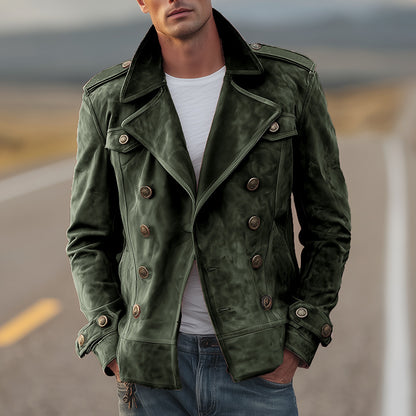 Vireous Men's Double-Breasted Casual Jacket, Multicolours