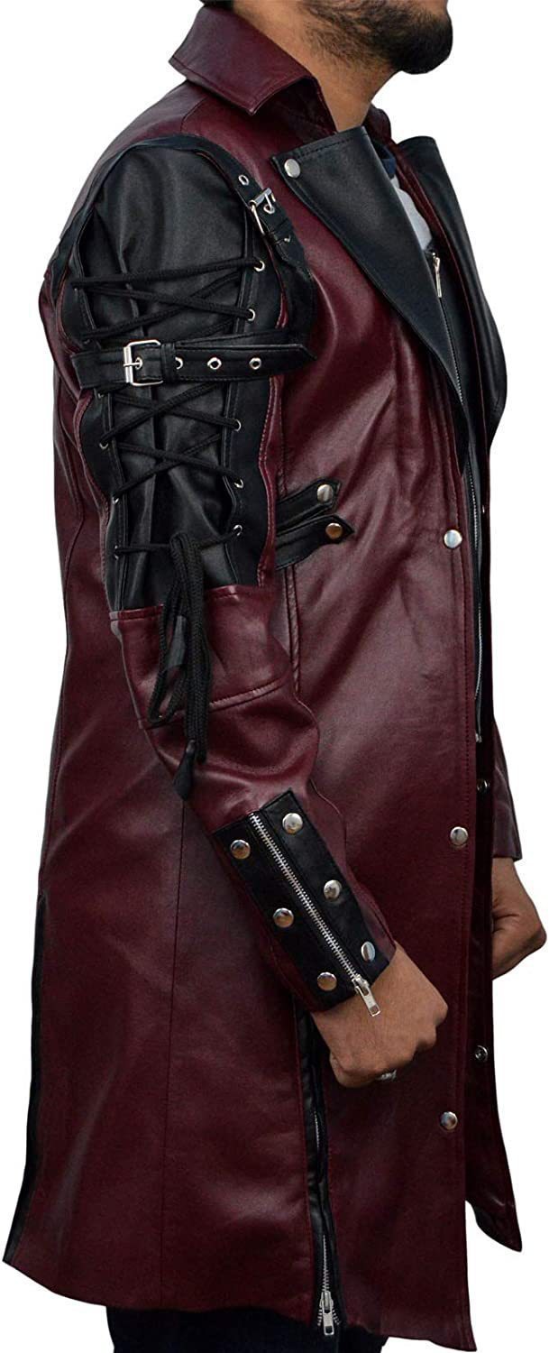 Medieval Punk Goth Hipster-Style Leather Coat, Plus Sizes