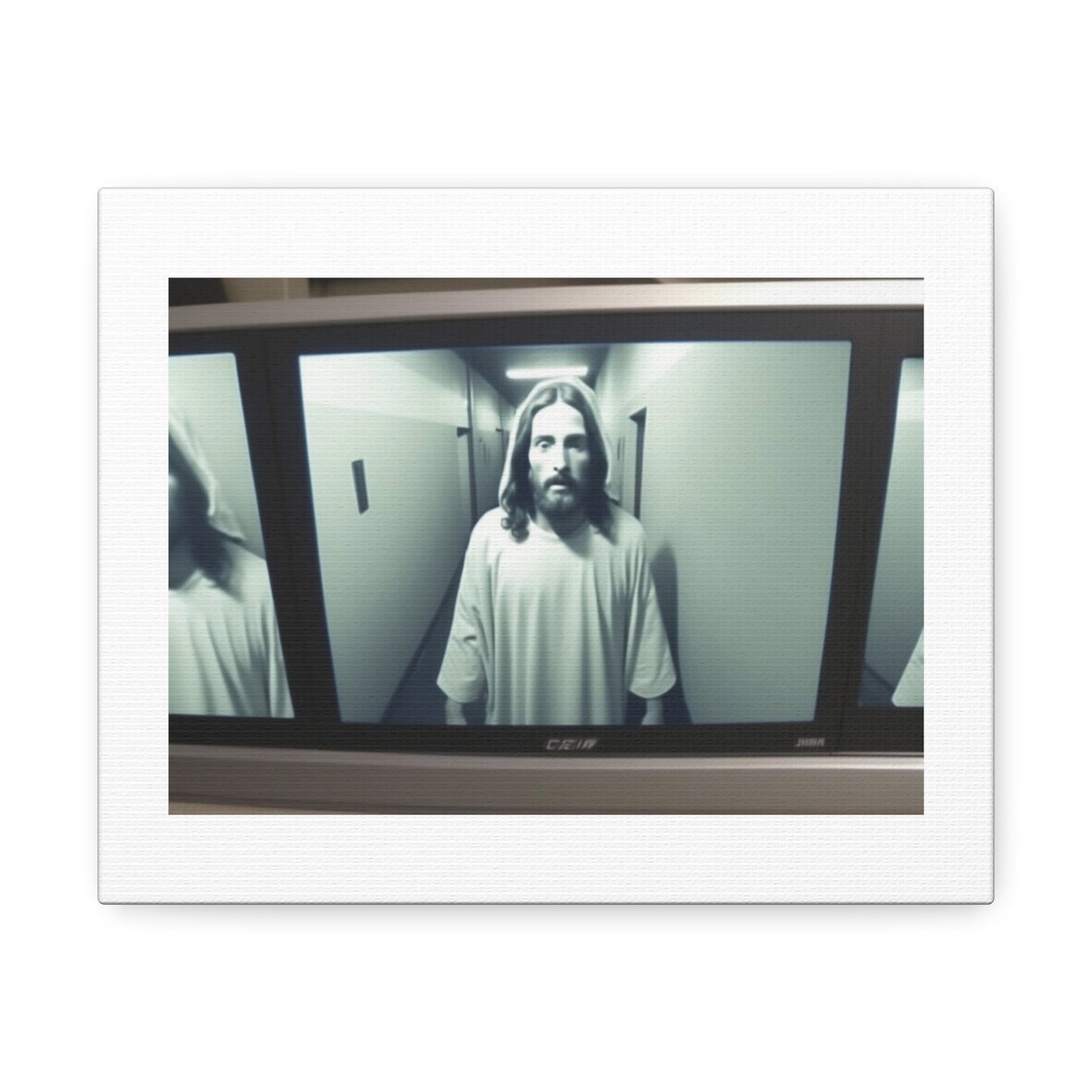 Jesus Caught on CCTV 'Designed by AI' Art Print on Canvas