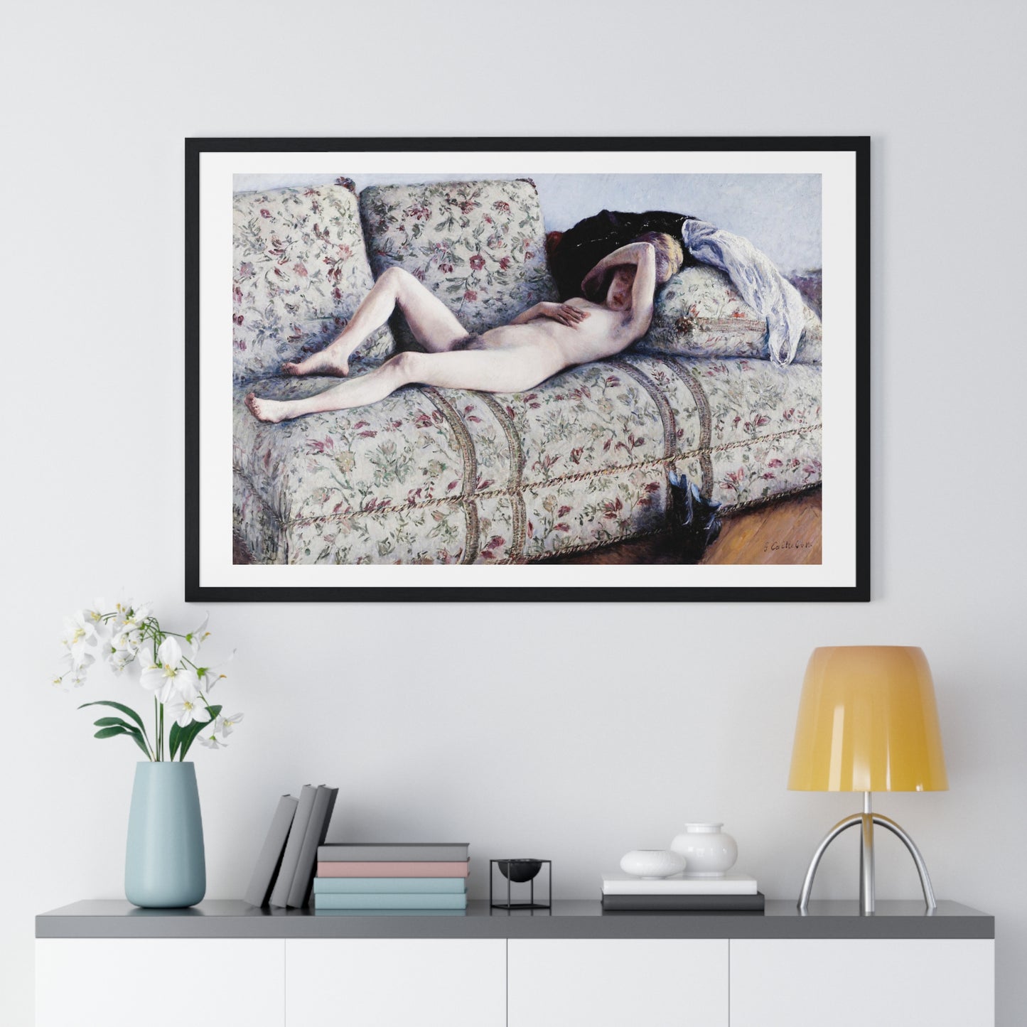 Nude on a Couch (circa 1880) by Gustave Caillebotte, from the Original, Framed Art Print