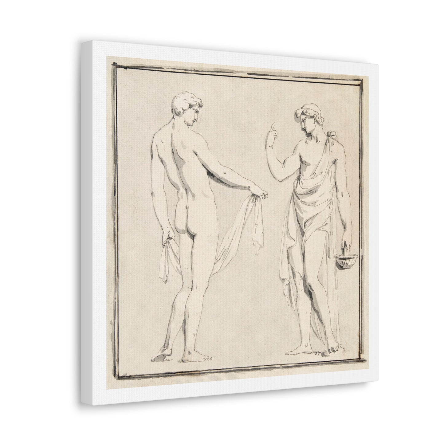 Two Male Figures, One Holding a Basket (18th Century) by Anonymous, from the Original, Print on Canvas