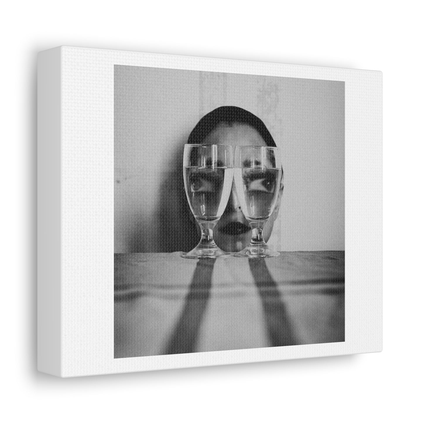 Woman Eye Glasses Abstract Retro Black & White Photography on Satin Canvas