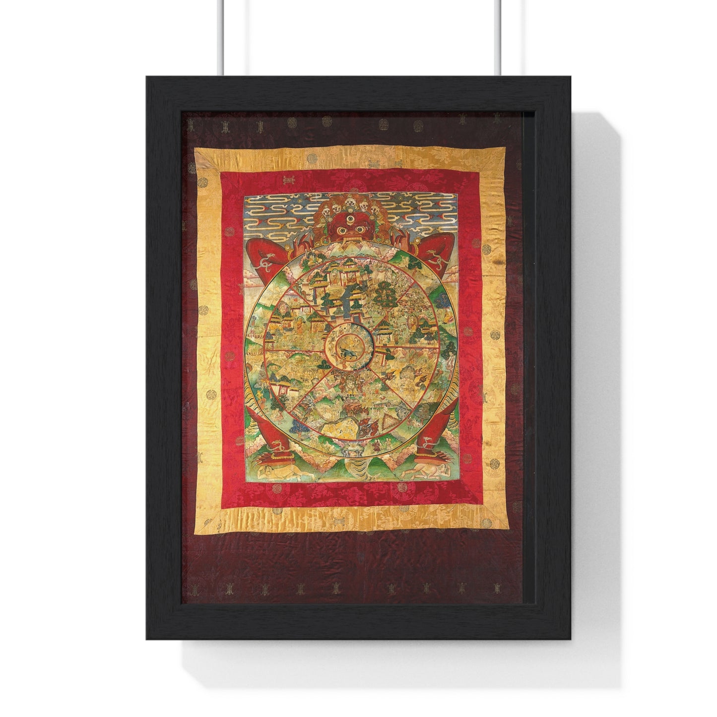 Yama, Lord of Death, Holding the Wheel of Life which Represents Samsara, on a Tibetan Thangka, from the Original, Framed Print