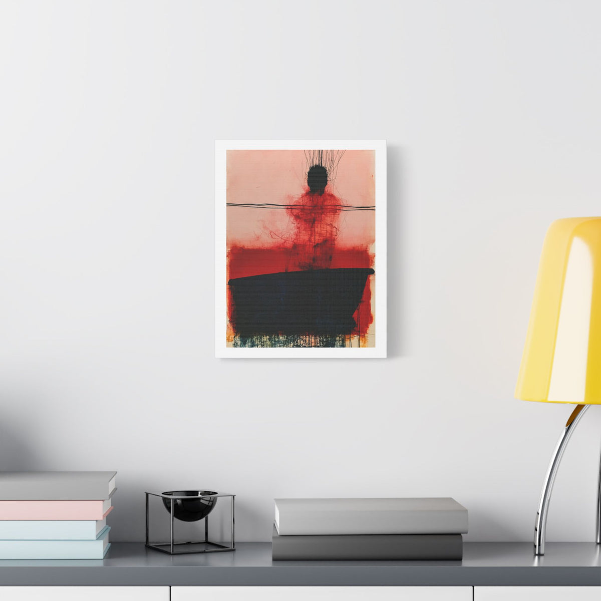 In a Boat, Neo-Surrealism, Art Print on Satin Canvas, Stretched
