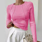 Slim Long-Sleeve Womens Split Thread Women's Casual Top