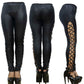 Punk-Style Faux Leather, Patent Leather Matte Cropped Pants