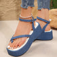 Women's Summer Denim Thong Sandals, Height Gain Thick-Sole Flat Shoes