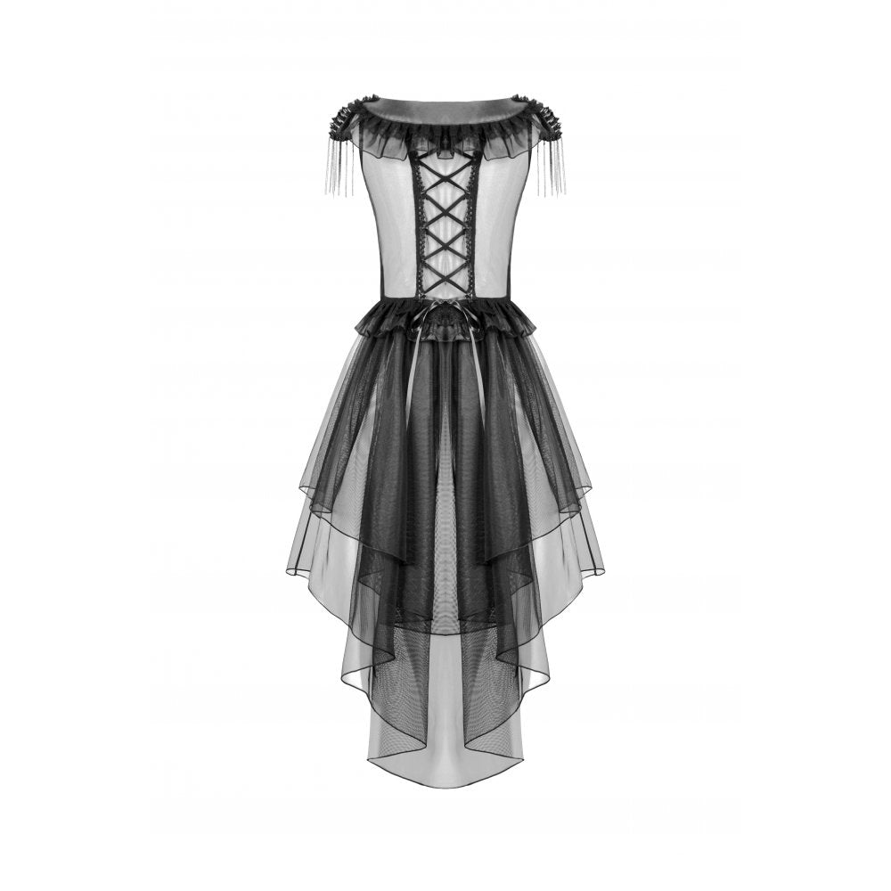 Dark in Love Seraphina Tiered Mesh and Ruffle Goth Gown