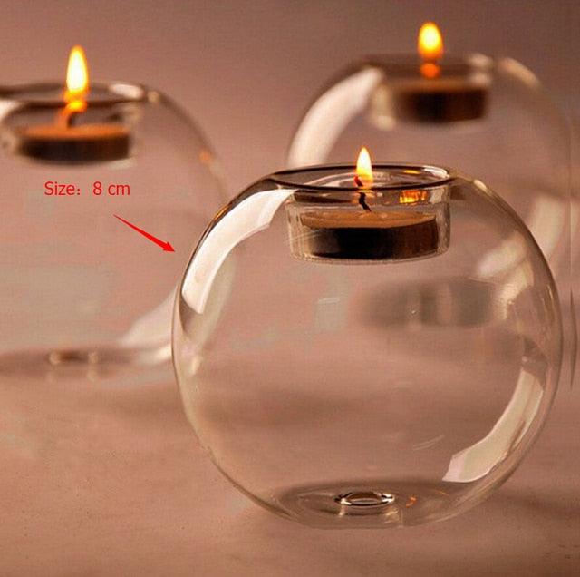 Nordic-Style Round Glass Hollow Candle Holders