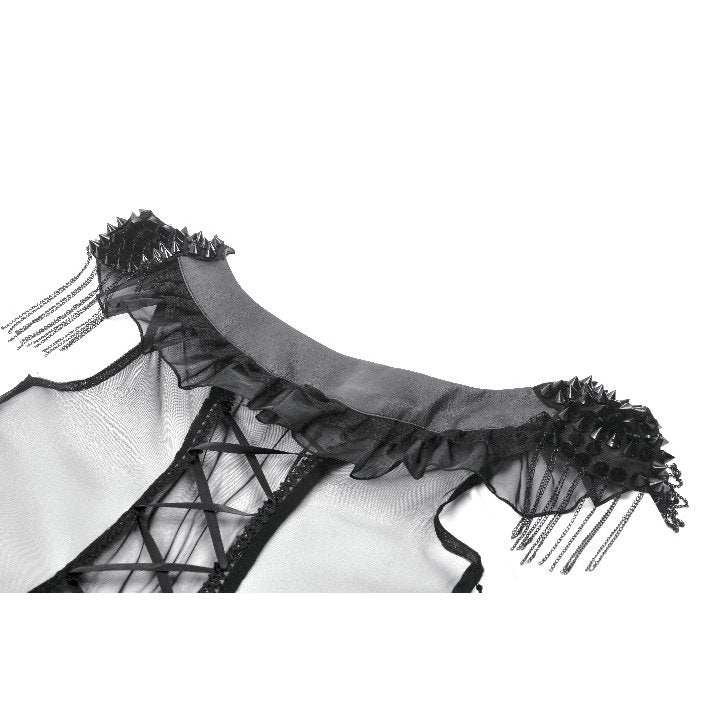 Dark in Love Seraphina Tiered Mesh and Ruffle Goth Gown