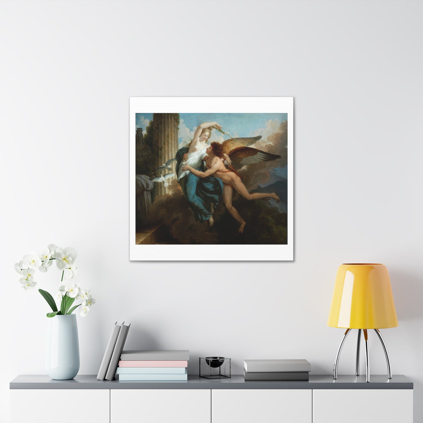 The Reunion of Cupid and Psyche (1793) by Jean Pierre Saint, Art Print from the Original on Canvas