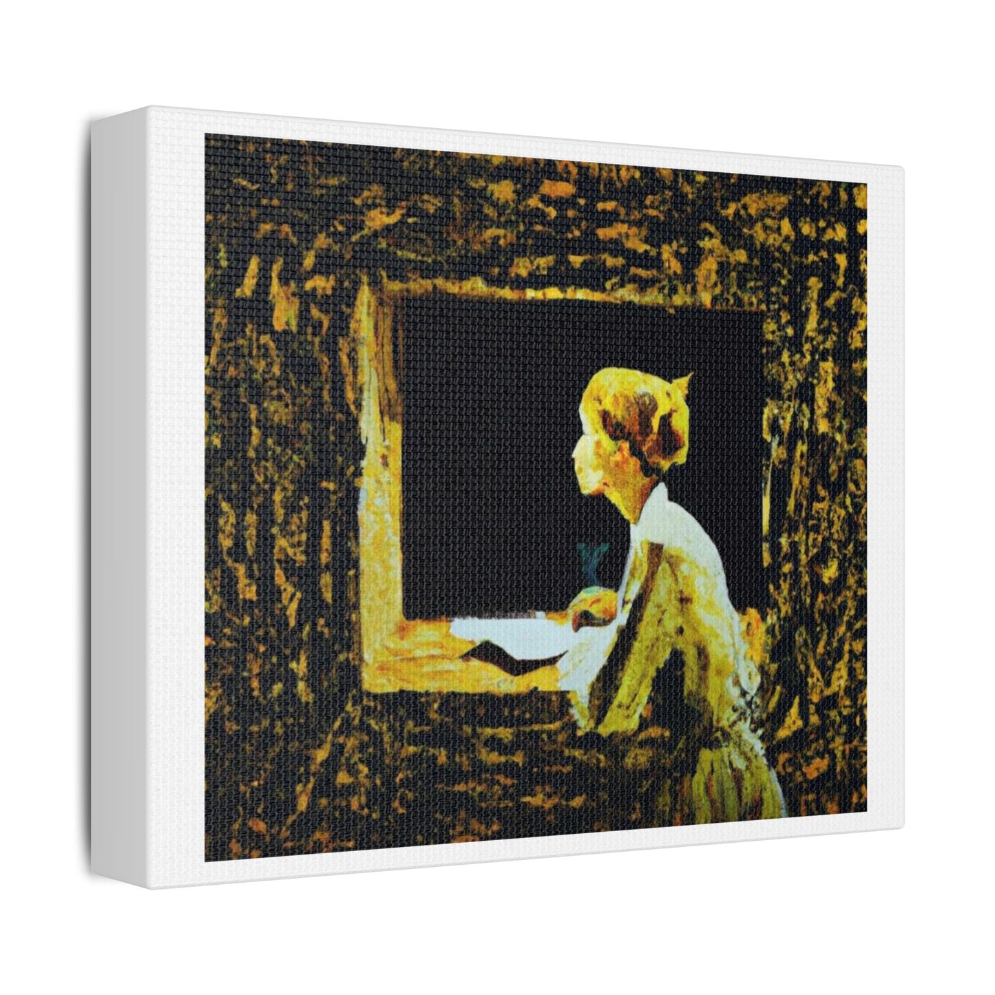 Woman Seated in a Window 'Designed by AI' Art Print on Canvas