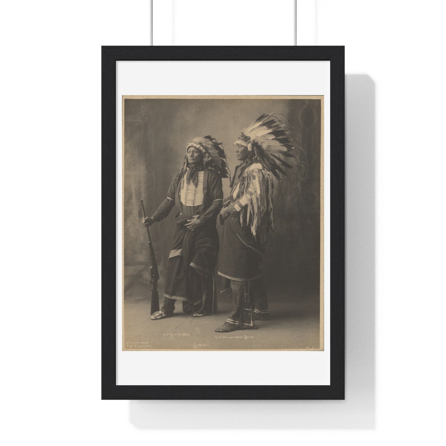 Chief Goes to War and Chief Hollow Horn Bear, Sioux, by Adolph F Muhr and Frank A Rinehart, from the Original, Framed Print