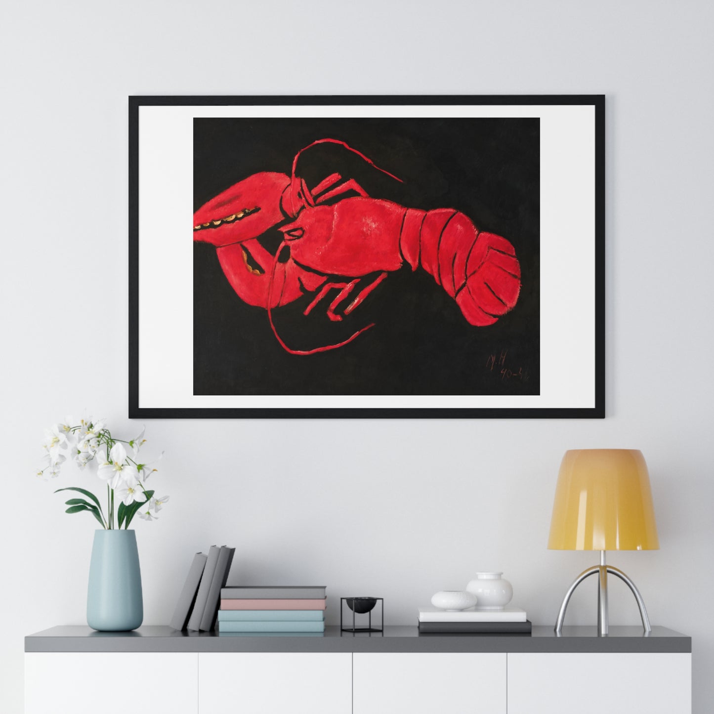 Lobster on Black Background (1940–1941) by Marsden Hartley, from the Original, Framed Art Print