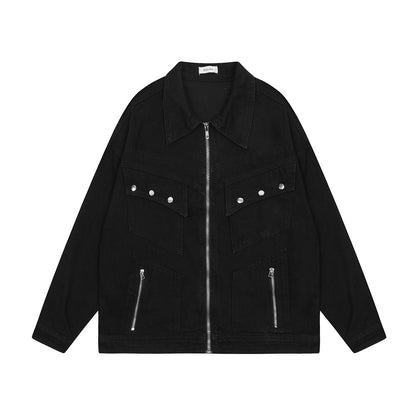 Punk Old Wash Denim Unisex Short Coat