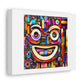 Image of a Happy Face Made Up of Colourful Shapes Like the TV Nightscreen 'Designed by AI' Art Print on Canvas