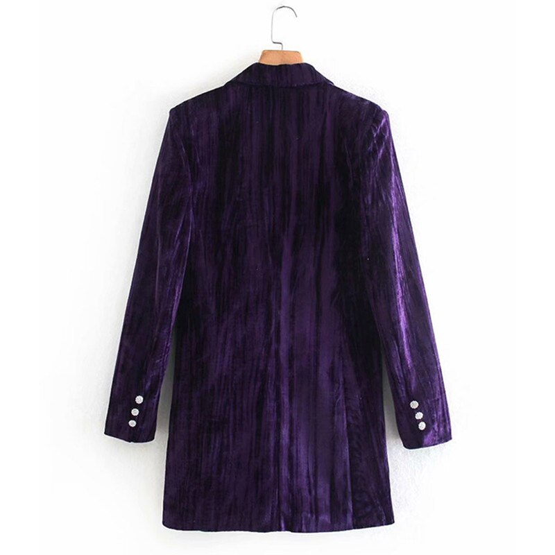 Vireous Women's Purple Velvet Warm Coat