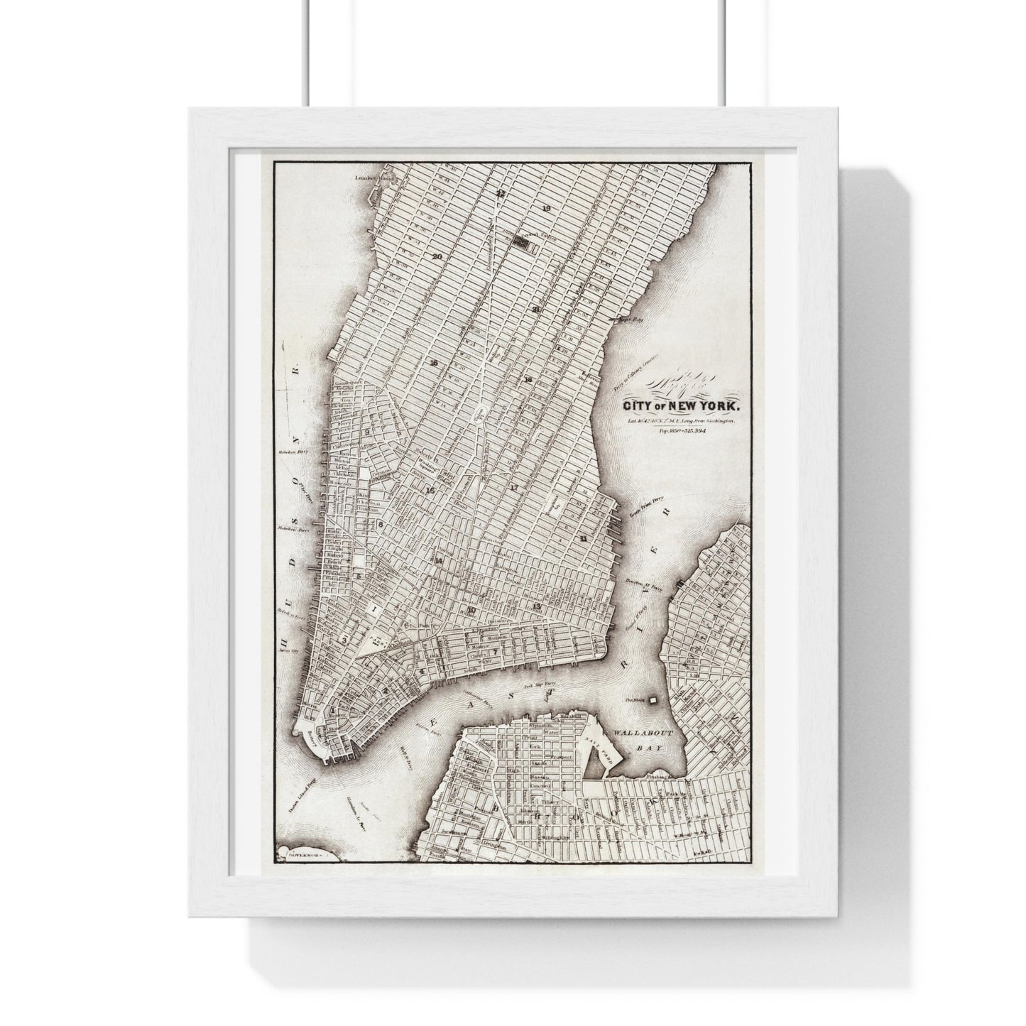 Map of the City of New York (circa 1850) from the Original, Framed Art Print