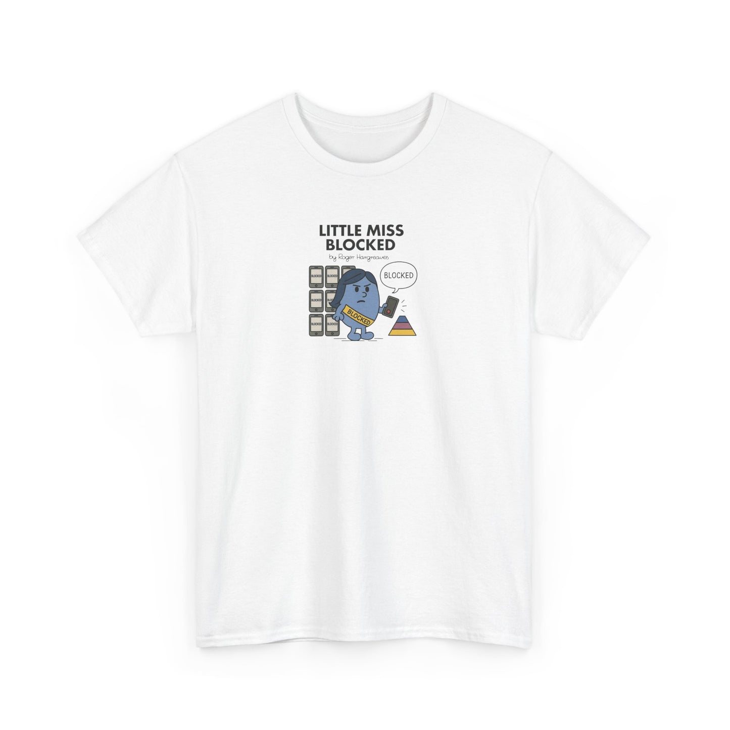 Little Miss Blocked, Funny Mr Men Cartoon Art T-Shirt