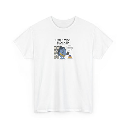 Little Miss Blocked, Funny Mr Men Cartoon Art T-Shirt