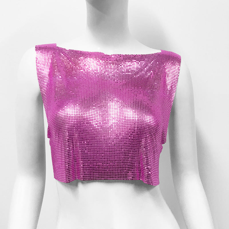 Women's Sequin Top, Sweet and Spicy Style Cropped Vest