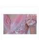 Vireous Soft Luxury Pink Layered Evening Dress