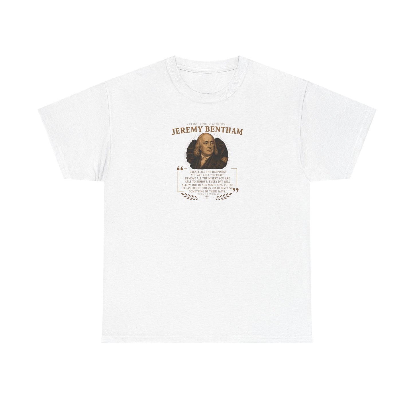 Jeremy Bentham on Utility and Happiness, Philosophy Tribute T-Shirt