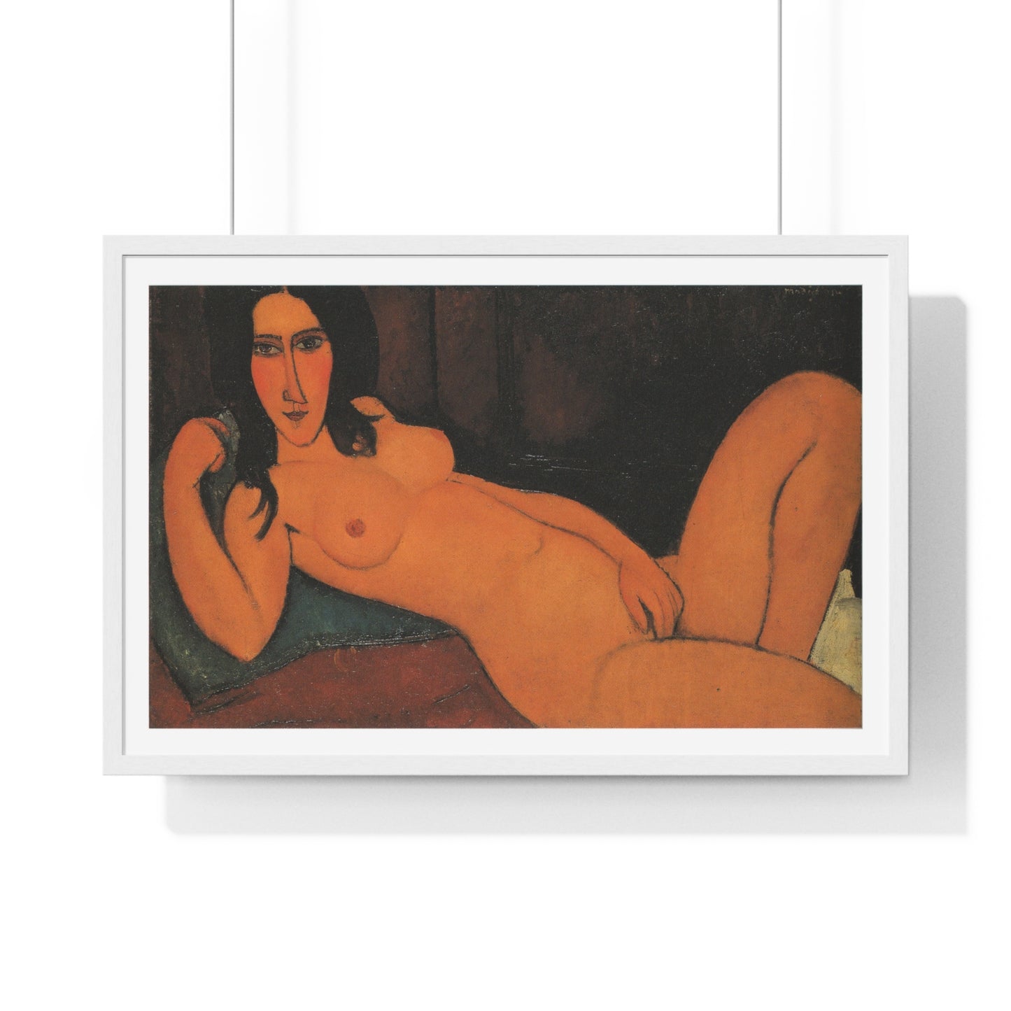 Reclining Nude with Loose Hair (1917) by Amedeo Modigliani, from the Original, Framed Art Print