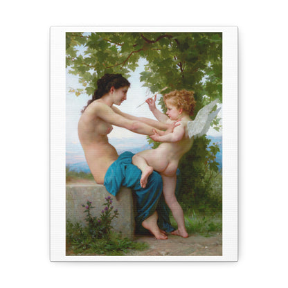 A Young Girl Defending Herself against Love (circa 1880) by William-Adolphe Bouguereau, Art Print from the Original on Canvas