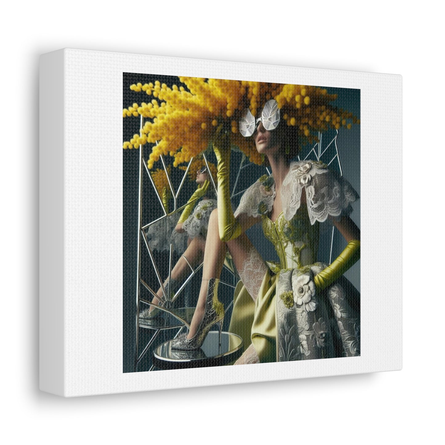 Mimosa Abstract Fashion Editorial 'Designed by AI' Art Print on Canvas