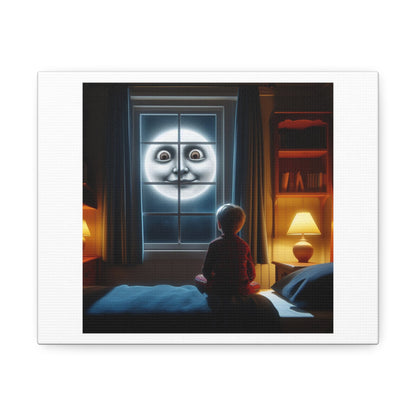 The Moon Looking at You 'Designed by AI' Art Print on Canvas