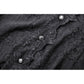 Dark in Love Luca Black Hollow Lace Gemstone-Button Adjustable Waist Dress