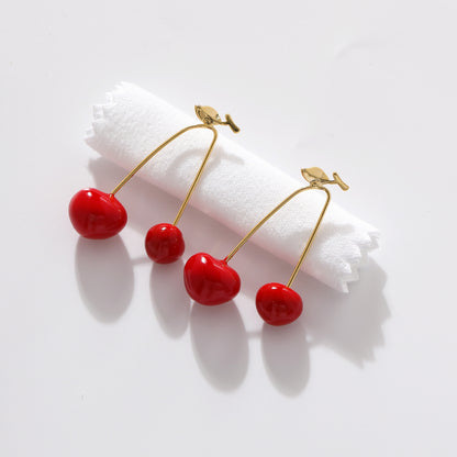 Colour Drip Glazed Cherry-Shaped Earrings