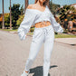 Women's Sporty Low Cut Neckline Cropped Hoodie
