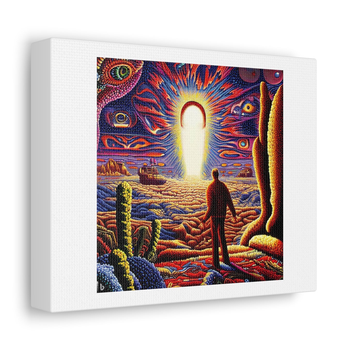 I Saw The Sign And It Opened Up My Mind Pointillist Intricate Art Bruce Pennington Style 'Designed by AI' Print on Canvas