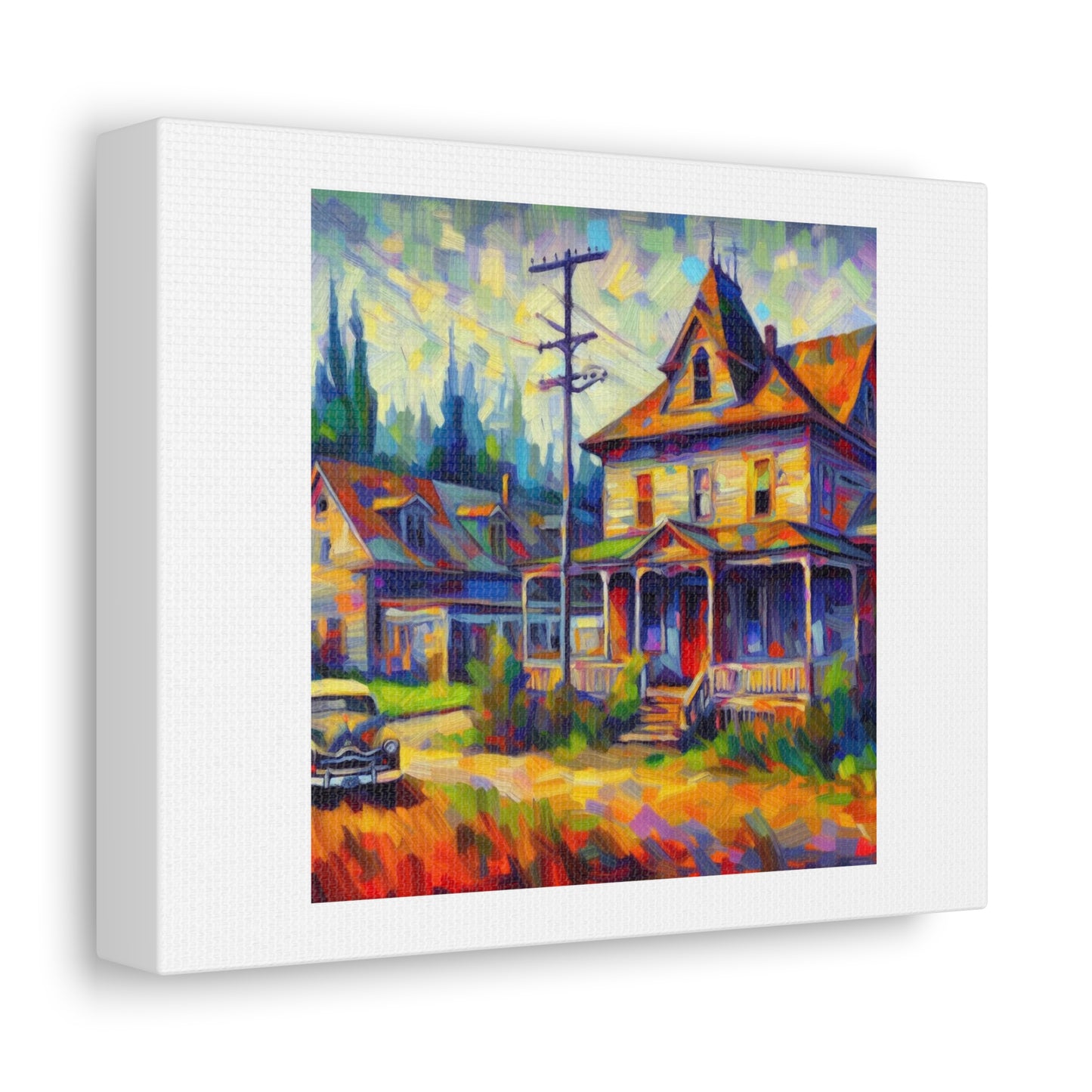 Painting of Abandoned Bates Motel in the Style of Fauvism 'Designed by AI' Art Print on Canvas