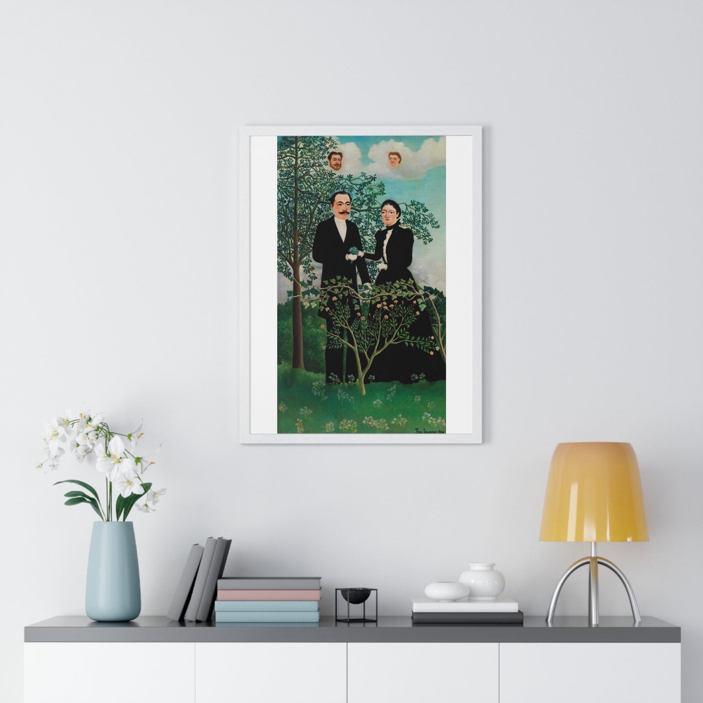 The Past and the Present, or Philosophical Thought 'Le Passé et le Présent, ou Pensée Philosophique' (1899) by Henri Rousseau, Framed Art Print