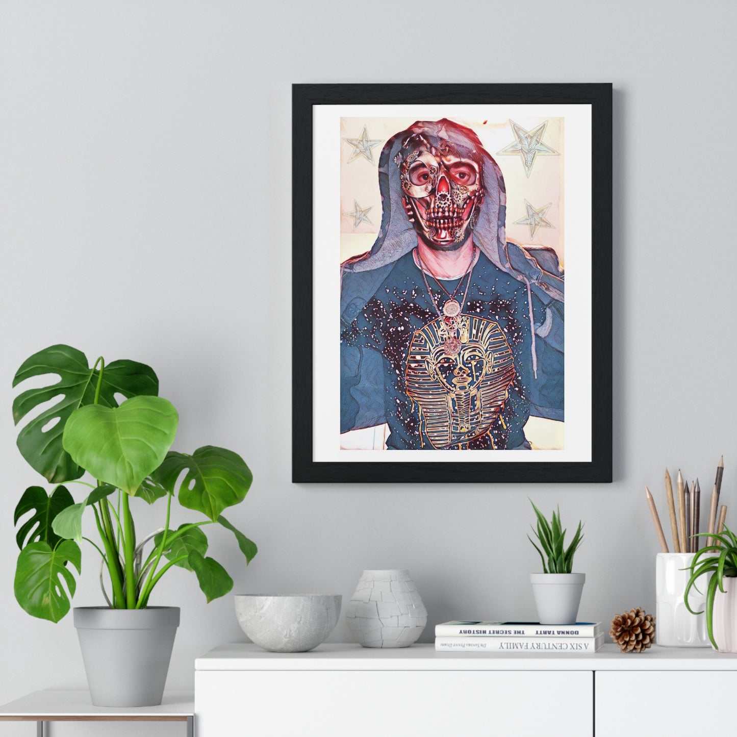 Alt Punk Portrait Art, Large Decor Framed Print