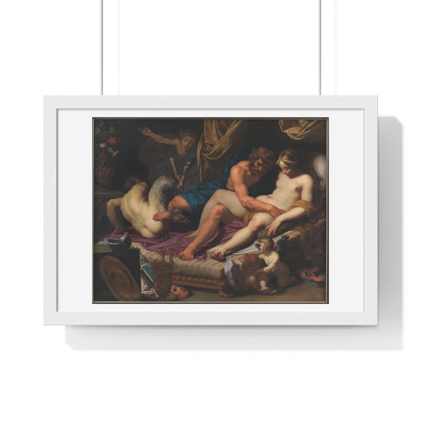 Hercules Kicking Faunus out of Omfale's Bed (1607) by Abraham Janssens, from the Original, Framed Art Print