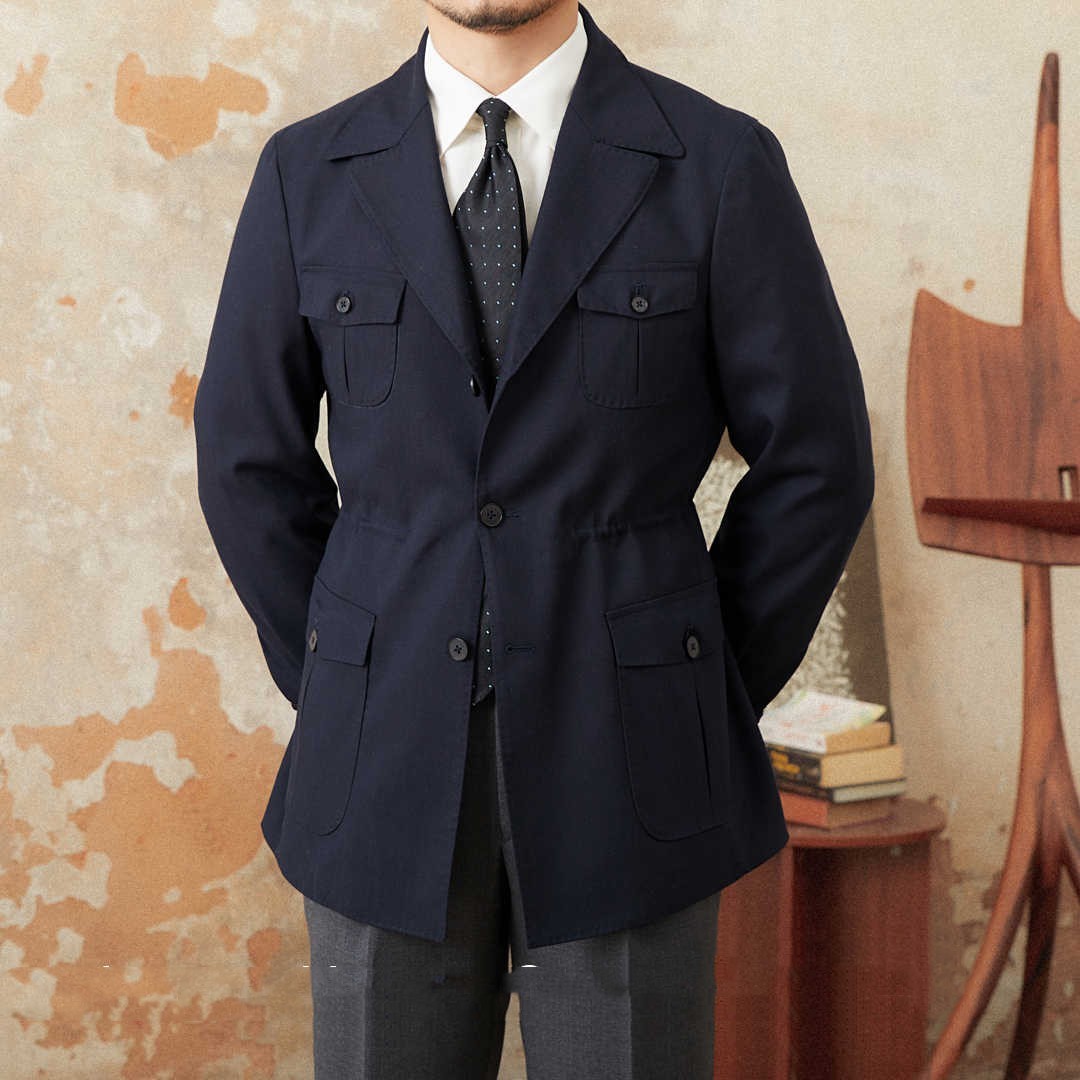 Vireous Men's Linen Blend Italian Retro Hunter-Style Jacket