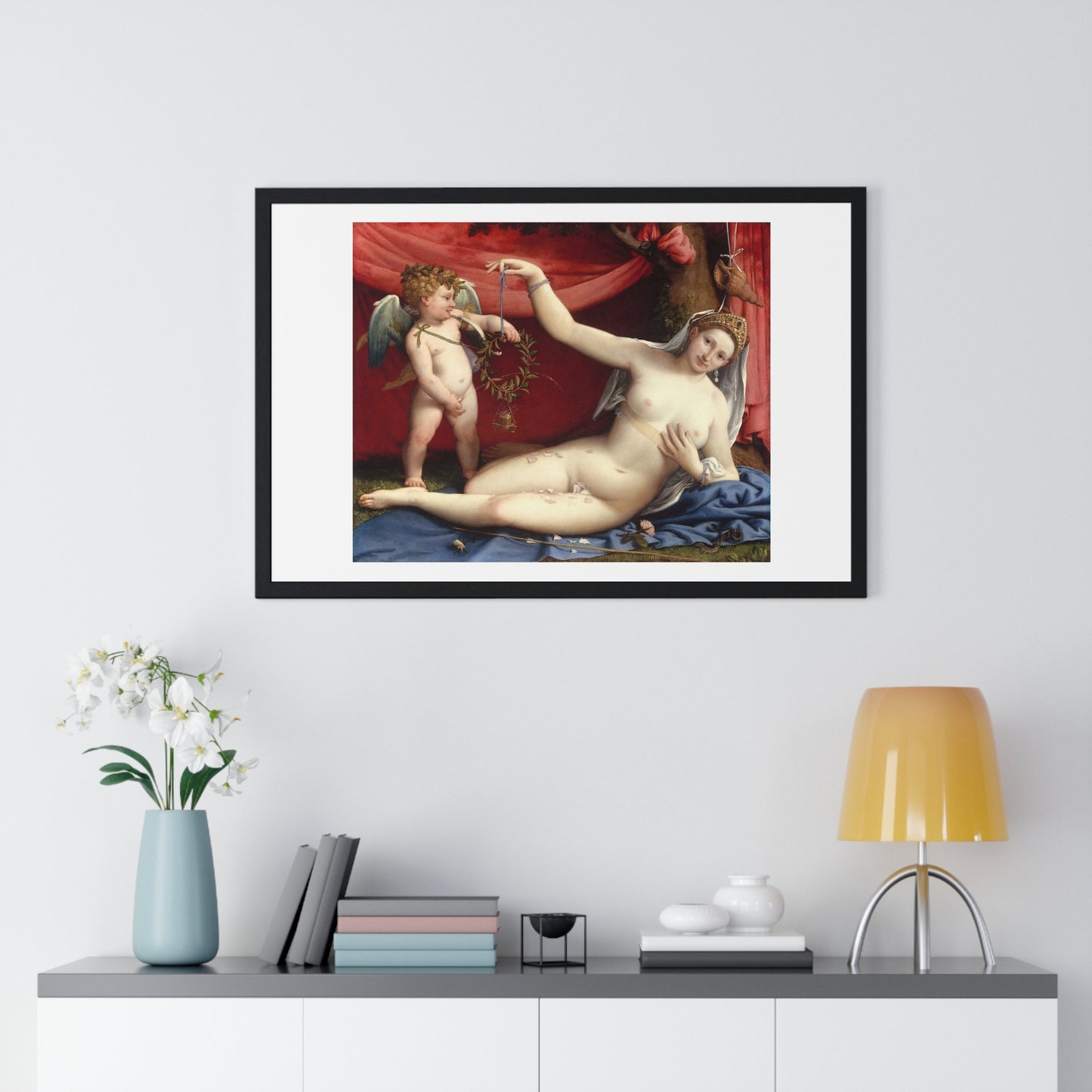 Venus and Cupid (1520s) by Lorenzo Lotto, from the Original, Framed Art Print