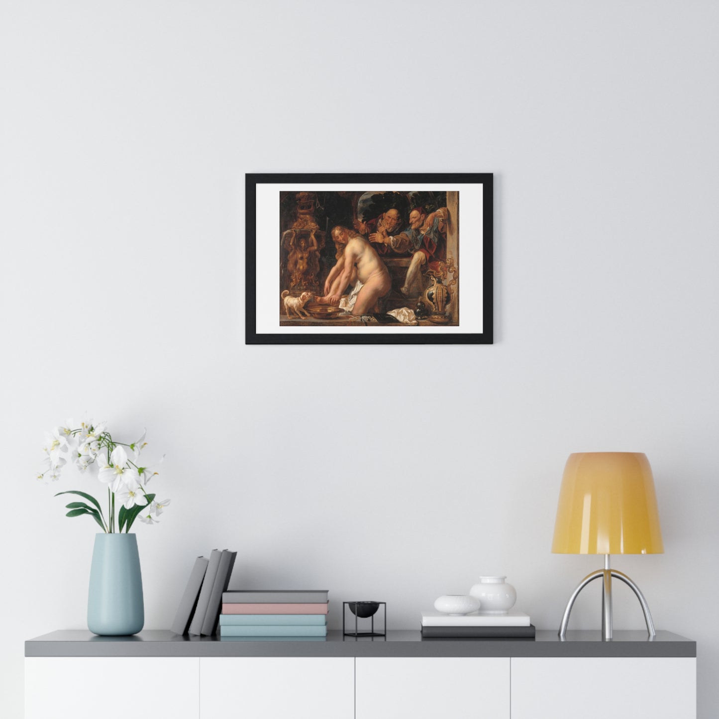 Susanna and the Elders (1653) by Jacob Jordaens, from the Original, Framed Art Print